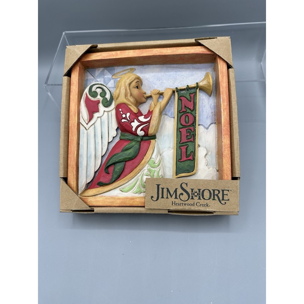 Jim Shore Heartwood Creek Noel Angel & Trumpet Plaque 6009564 Boxed BRAND NEW